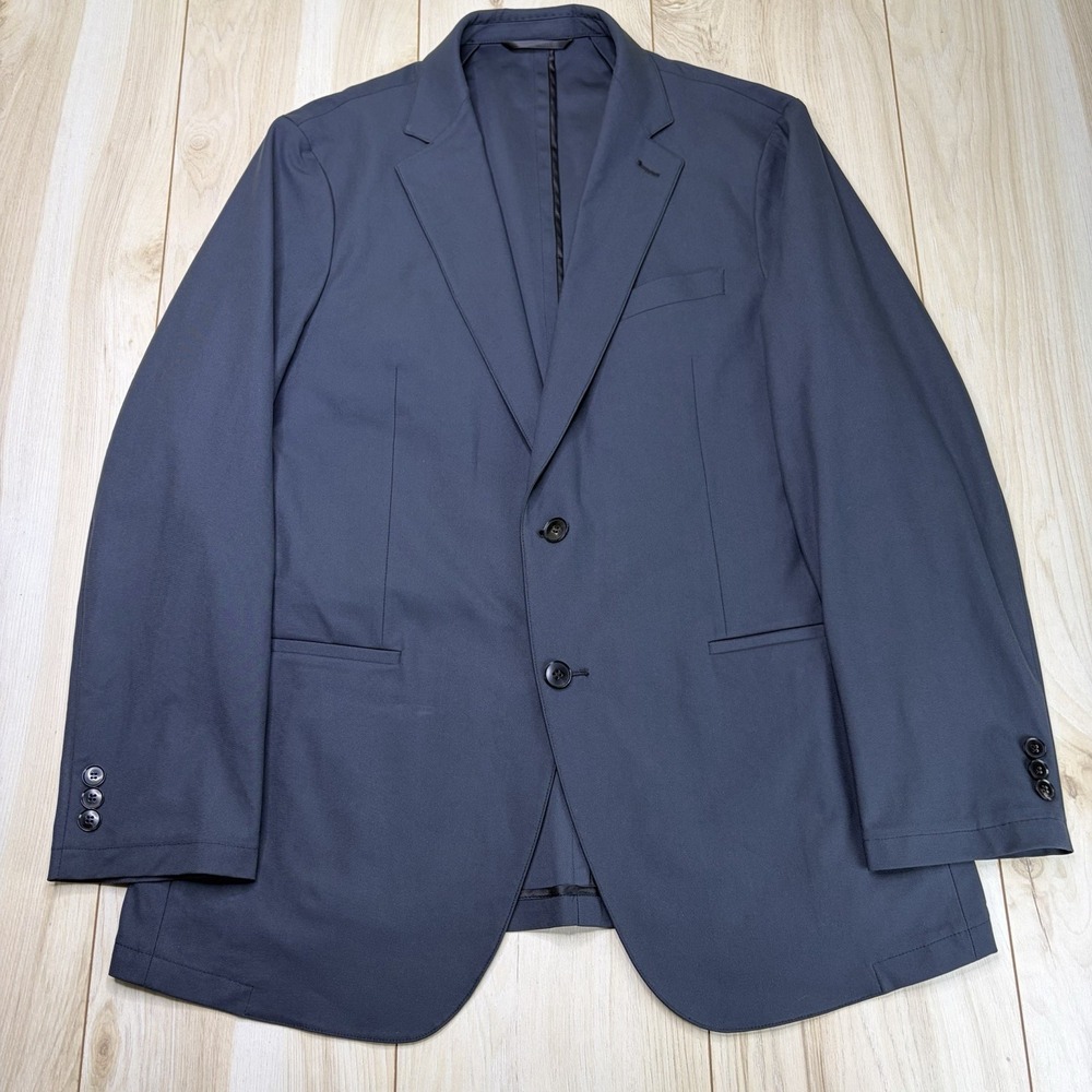 Sene Unstructured Stretch Blazer Men 42R Blue Gray Polyester Performance